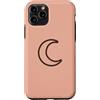 Tiny Meaning Studio Custodia per iPhone 11 Pro Spazio minimalista disegnato a mano con luna crescente rosa pesca morbida