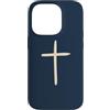 Tiny Meaning Studio Custodia per iPhone 14 Pro Blu Navy Midnight Disegnato A Mano Croce Cristiana Minimalista