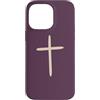 Tiny Meaning Studio Custodia per iPhone 14 Pro Max Fede minimalista della croce cristiana disegnata a mano viola prugna profonda
