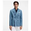 BOSS BLACK Boss Blazer in Cotone italiano con revers a punta Celeste Uomo