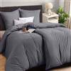 Famanu Set di lenzuola 135x200, 4 pezzi - Microfibra: 2 lenzuola con angoli da 135x200 cm + 2 federe da 80x80 cm - Grigio
