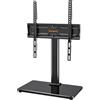 PERLEGEAR Supporto TV da Tavolo Girevole per TV da 24-60 Pollici Fino a 45 kg, Universale Supporto TV da Tavolo Regolabile in Altezza, Piedistallo TV con Base in Vetro Temperato Max VESA 400x400mm