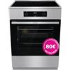 Gorenje GEIT6C60XPG - Fornello elettrico con piano cottura a induzione, 60 cm, 71 litri/AirFry/sicurezza per bambini, GentleClose/AquaClean/BridgeZone/PowerBoost/acciaio inox