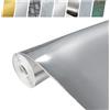 DecoMeister Pellicola Adesiva per Mobili 45x100 cm - Carta Adesiva Effetto Metallico per Rinnovare Porte, Tavoli e Scaffali - Pellicola Decorativa Lavabile in PVC - Cromo lucido