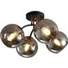 ZGAYIME Globo Sputnik Lampadario in vetro Fagiolo magico Molecola Appeso Illuminazione a soffitto Plafoniera in ferro per Agriturismo Soggiorno Sala da pranzo Cucina Camera da letto (4-Luce,Grigio)