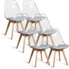 GrandCA HOME Set di 6 Sedie da Pranzo Schienale Trasparente Scandinave