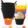 WATUNID Set di 8 pirottini in silicone per friggitrice ad aria, con 2 spazzole per olio, pirottini per forno a microonde, stampo per uova per soufflé, muffin, cupcake, crema pasticcera (nero, colorato