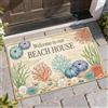 Generic Zerbino di benvenuto con corallo, motivo conchiglie costiere e ricci di mare, antiscivolo, antiscivolo, decorativo, decorazione per la casa per ingresso, portico esterno, balcone, 73 x 43 cm