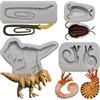 Bexal - Set di 4 stampi in resina siliconica fossile, colore grigio | Dinosauro, T-Rex, trilobite, ammonite, decorazioni per torte al cioccolato e cupcake