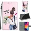 KENHONER Custodia per Samsung Galaxy A50, ragazza | Portafoglio Pelle PU, Magnetica, Resistente Agli Urti, Scomparto Carte Credito, Pieghevole, Flip Libro, Motivo