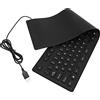 ciciglow Tastiera USB pieghevole in silicone a 109 tasti, con cavo, impermeabile, flessibile, portatile e silenziosa, per laptop desktop, ufficio domestico (nero)