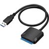 EasyULT Cavo Adattatore da USB3.0 a SATA per Disco Rigido, Adattatore SATA 3,5 2,5, Supporto UASP SATA III (Non Include l'alimentatore)
