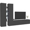 Dmora Parete Attrezzata Grado 30x280x180h cm Nero Antracite 12 Ripiani Modulabile, 12 Vani Made in Italy