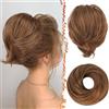 BARSDAR Chignon per Capelli Coda di Cavallo Extension, Dritto Sintetica Finti Corto Coda di Cavallo Bun Extension Capelli Elastico Capelli Chignon Posticci per Donne (D'oro Rame & Chiaro Marrone)