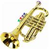 XUXHOU Tromba Giocattolo per Bambini, Strumento a Fiato in Plastica con Finitura Dorata e 4 Tasti Colorati, Ideale per Principianti, per L'apprendimento Musicale e il Divertimento dei