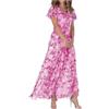 Vhersily 2025 - Vestitino Estivo Donna Lungo, Floreale Abito in Chiffon Casual Elegante Maniche Corte Vestito Scollo a V, Streetwear, Damigella d'Onore, da Cocktail, da Sposa, Vestiti Primaverile