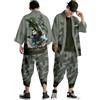 Vhersily Giapponese Kimono da Uomo, Da Donna, Tradizionale, Da Samurai, Accappatoio Corto, Taglie Forti, Abbigliamento Taoista, Con Stampa Colorata, Set Pigiami Per Il Tai Chi Cinese, per Corsa