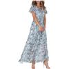 Vhersily 2025 - Vestitino Estivo Donna Lungo, Floreale Abito in Chiffon Casual Elegante Maniche Corte Vestito Scollo a V, Streetwear, Damigella D'Onore, Da Cocktail, Da Sposa, Vestiti Primaverile