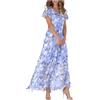 Vhersily 2025 - Vestitino Estivo Donna Lungo, Floreale Abito in Chiffon Casual Elegante Maniche Corte Vestito Scollo a V, Streetwear, Damigella D'Onore, Da Cocktail, Da Sposa, Vestiti Primaverile