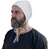 Lord of Battles Cuffia medievale trapuntata in tela di cotone imbottita sotto armatura maglia maglia coif per LARP, Renfair (bianco - berretto in cotone)