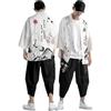 Vhersily Giapponese Kimono da Uomo, Da Donna, Tradizionale, Da Samurai, Accappatoio Corto, Taglie Forti, Abbigliamento Taoista, Con Stampa Colorata, Set Pigiami Per Il Tai Chi Cinese, per Corsa