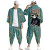 Vhersily Giapponese Kimono da Uomo, Da Donna, Tradizionale, Da Samurai, Accappatoio Corto, Taglie Forti, Abbigliamento Taoista, Con Stampa Colorata, Set Pigiami Per Il Tai Chi Cinese, per Corsa