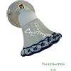 Petra Lux Faretto rustico orientabile lavorato a mano in ceramica bianco opaco con decoro GRECA filo BLU 1XE14 - 40086GRECABLU/20