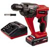 Einhell TE-HD 18 Li Kit Tassellatore a Batteria, 18V, Nero, Rosso, Con Batteria Da 1.5 Ah e Caricabatteria, Set di 4 Pezzi