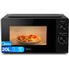 Midea Forno a microonde da 20 litri e potenza 700 W | Forno a microonde da tavolo nero con piatto girevole, funzione di scongelamento, 5 livelli di potenza | microonde con timer