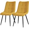 ML DESIGN modern living ML-Design Set di 2 Sedie per Sala da Pranzo Giallo Senape Poltrona da Soggiorno con Rivestimento in Tessuto e Gambe in Metallo Nero Sedia da Cucina con Schienale Poltrone Imbottite per Ufficio