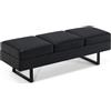 BarberPub 3 posti per salone spa, larghezza 153 cm, banc d'attesa parrucchiere, imbottito per camera, da letto per soggiorno, arredamento parrucchiere W513 (Nero/Finta Pelle)