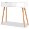 Festnight Tavolo Consolle Per Soggiorno Design Moderno In Legno Con Cassetto, Tavolo Consolle Ingresso, Scrivania Moderna Con Cassetto 80x30x72 Cm, Colore: Bianco