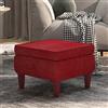Tidyard Poggiapiedi con Gambe in Legno,Poggiapiedi per Divano,Poggiapiedi in Legno,Sgabello Basso Salotto,Sgabello,Ottomane,Panca Imbottita,Arredamento Soggiorno Rosso Vino in Velluto