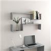 Gecheer Mensola a Muro in Truciolato Grigio Cemento 100x15x20 cm - Set 2 Scaffali Sospesi, Libreria da Parete Moderna