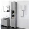 Gecheer Armadietto,da Bagno,a Colonna,Salvaspazio,Moderno,in Multistrato,Rovere Grigio,con 6 Scomparti,30x30x183,5 cm,Mobiletti Salvaspazio da Bagno,Mobili da Bagno,Mobili a Colonna Bagno