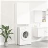 Gecheer Mobile per Lavatrice, 2 Ante e 3 Scomparti, Scaffale Sopralavatrice, Mobile Bagno Salvaspazio, Scaffale per WC, Bianco 64x25,5x190 cm
