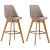 CLP Set 2 Sgabelli Alti Scandinavi Metz in Stoffa E Legno I Coppia Sedie Cucina con Poggiapiedi I Sedie Bancone Alt. 76 CM, Colore:Tortora, Colore del Telaio:Natura