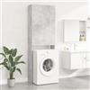 Gecheer Mobile Lavatrice 2 Ante e 3 Scomparti, Scaffale Sopralavatrice Salvaspazio per Bagno e WC, Grigio Cemento 64x25,5x190 cm