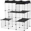 PawHut Recinto per Animali di Piccola Taglia Modulabile con Pannelli e Accessori, Gabbia per Animali in Acciaio e PP, per Gatti e Conigli, 105x70x116 cm, Nero