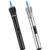 Behogan 2 accendini a fiamma getto, accendini a gas ricaricabili, accendini antivento bloccabili, accendini a gas per cucina, campeggio e camino (senza butano, argento e nero)