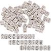 SUNNYCLUE 1 scatola 104 pezzi 26 stili Perline Lettere Argentate Perline Alfabeto Quadrato Kit Lega di Metlega Antico Cubo Da A A B Ciondolo Grande Foro Perline Distanziatrici Sciolte per La Creazione
