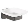 Gedy Tonga Portasapone Bagno da Muro Finitura Gun Metal, Fissaggio con Viti o Adesivo, Portasapone Bagno in Cromall, Porta Saponetta Bagno da Muro con Contenitore in Vetro Satinato, Portasaponetta