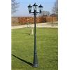 Gecheer Lampione da Giardino 3 Bracci 215 cm Verde Scuro/Nero Alluminio, Lampione da Terra da Giardino, Lampioni da Giardino Esterno, Lampione Classico in Alluminio
