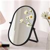 Gosider Specchio da trucco da tavolo inclinabile a 90°, nero, ovale, in metallo, portatile, lucido, per viaggi, camera da letto, soggiorno, ufficio