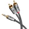 goobay 65284 Cavo ausiliario stereo da RCA a jack 3,5 0,5 m / Cavo audio ausiliario HiFi per smartphone; console; sistema / guaina in tessuto / placcato oro