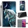 SIENIANLINE Cover per Motorola Moto G24 / E14 custodia portafoglio Loup | Chiusura magnetica, Scomparti carte, Funzione supporto, Pelle PU flip cover per Moto G04 / G04s