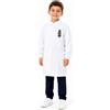 Siggi Grembiule bianco asilo bambino con abbottonatura laterale Siggi ricamo Moto 4346, BIANCO