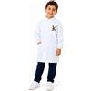 Siggi Grembiule bianco asilo bambino con abbottonatura laterale Siggi ricamo Pompiere 4347, BIANCO