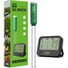 Dr.meter Misuratore umidità Terreno, 4 in 1 Igrometro Piante Tester del Suolo/Temperatura/Luce/Tempo con Display LCD Digitale per Giardinaggio, Agricoltura, Piante (Batteria Non Inclusa)