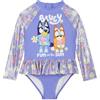 BlueY Costume Piscina Bambina, Costume Bambina Piscina Intero Maniche Lunghe con Zip, Viola 6-7 Anni
